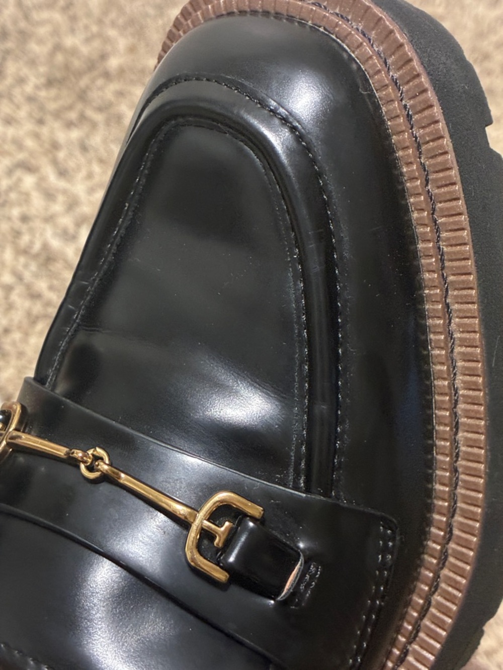 Sam Edelman Black Leather Loafers with Gold Bit - Picture 10 of 14